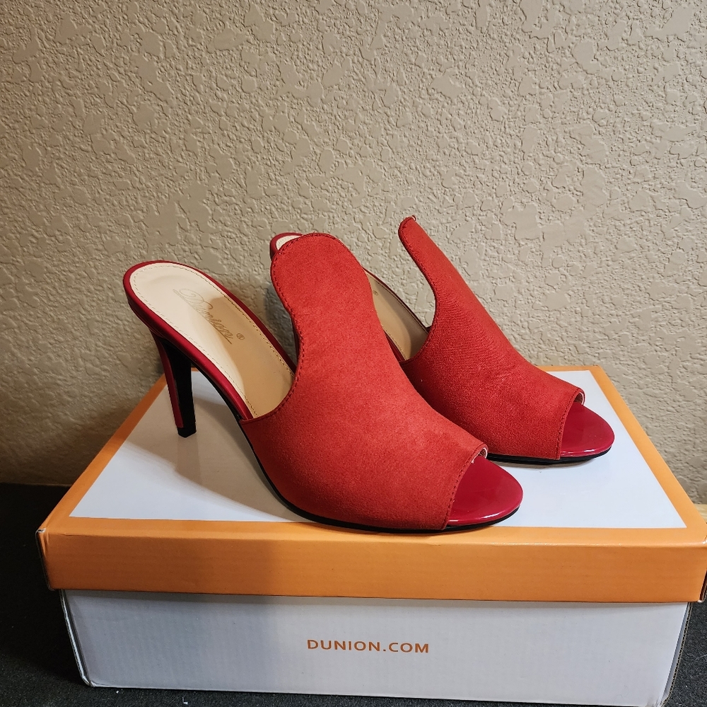 Red suede heels